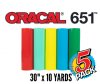 Oracal 651 Permanent Vinyl 30" x 10 Yard 5 Pack