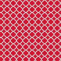 12" Red and White Quatrefoil (Laminated) Vinyl By The Foot