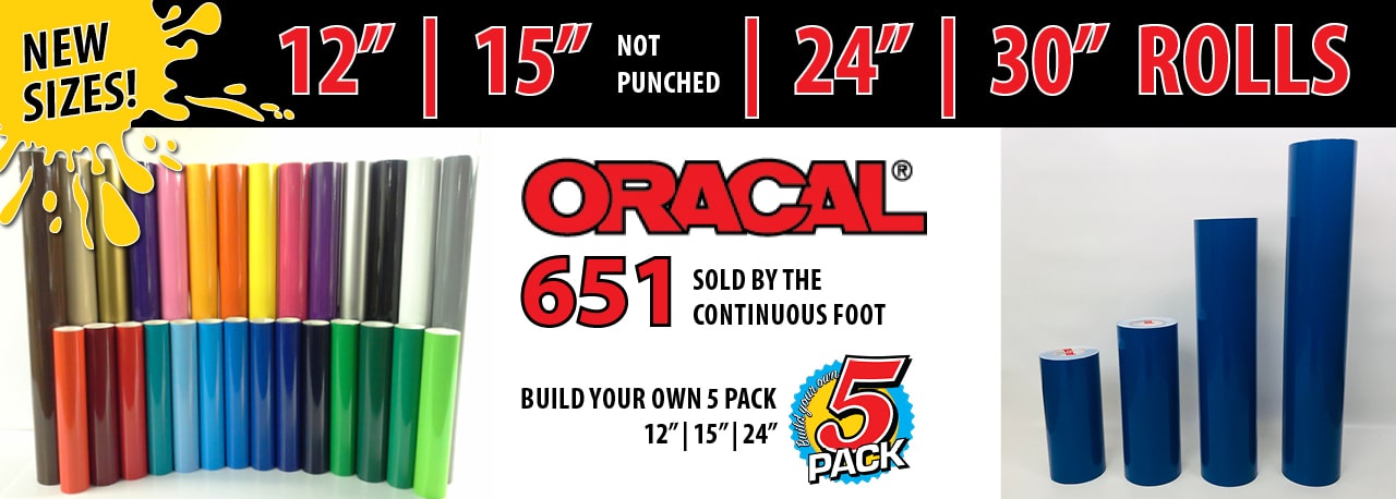 ORACAL 651 24 by 5 Foot Vinyl, 5 Color Starter Pack - 5 Rolls - USCutter
